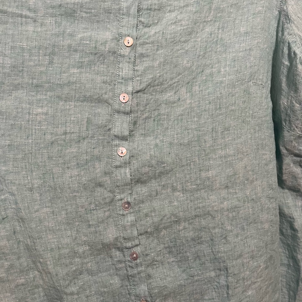 Tahari 100% Linen Tunic Shirt Seafoam Light Blue Green - Picture 5 of 6
